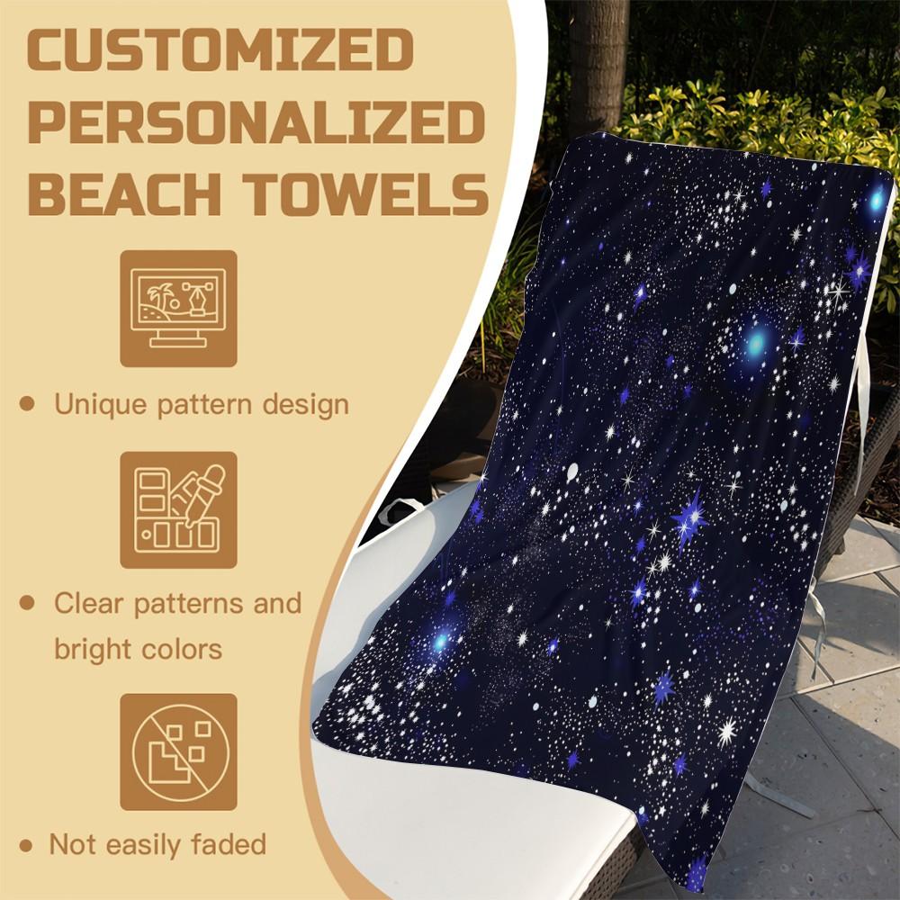 Galaxy Starry Sky Digital Print Beach Towel, Quick Dry Pool Towel, Multipurpose Camping Towel & Bath Towel Blanket, Ideal for Beach Pool Camping, Perfect Gift