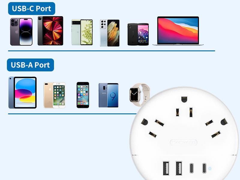 Power Strip with USB Ports NTONPOWER Flat Extension Cord 5 Ft/10 ft/15 ft/25 ft Flat Plug Power Strip Flat Cord with 3 AC Outlet & 2 USB C + 2 USB A for Home Office Nightstand Cruise Ship Black White Pink