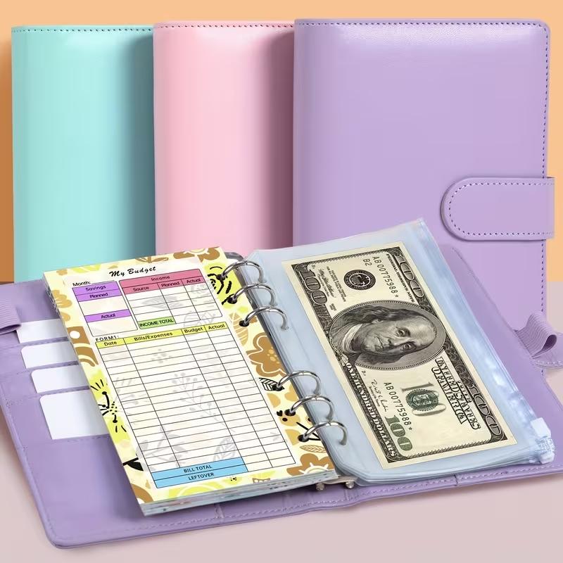PU Material Money Receipt Folder, Bill Organizer Planner, Holds Up to 100 Bills, Includes Bill Photos, Stamps, and Card Storage, Ideal for Organizing Finances