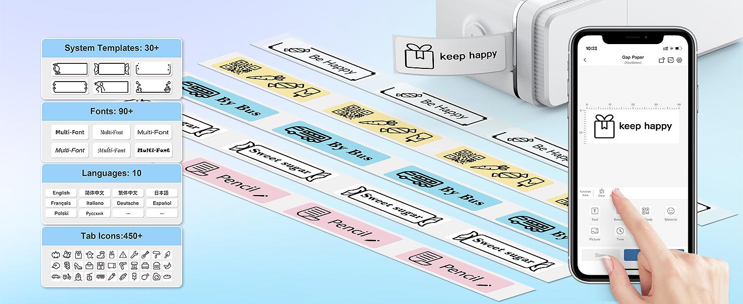 Genuine P31S and P21 Printer Label Maker Tape, Adapted Label Print Paper, 14x40mm(0.59"x1.57"),180 Tapes/Roll
