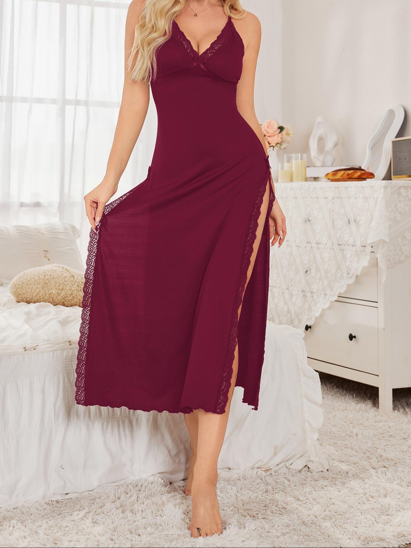 Women's Solid Color Cami Nightdress, Soft Casual Nightdress, Elegant Comfy Spaghetti Strap Nightgown for Daily Wear, Ladies Sleepwear for All Seasons, Womenswear, Sleeveless Nightgown