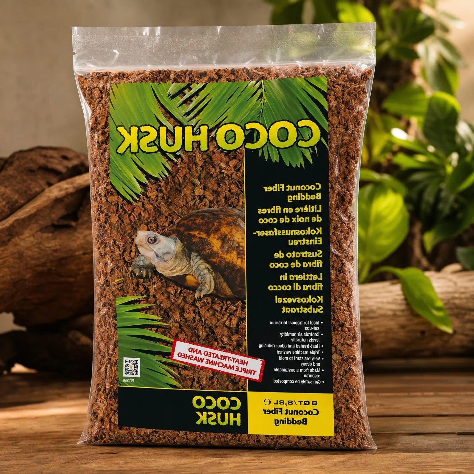 Coconut Fiber Reptile Bedding, 8 QT (8.8 L) – Humidity-Holding Coco Husk Substrate for Tropical Terrariums, Amphibians & InvertebratesGift