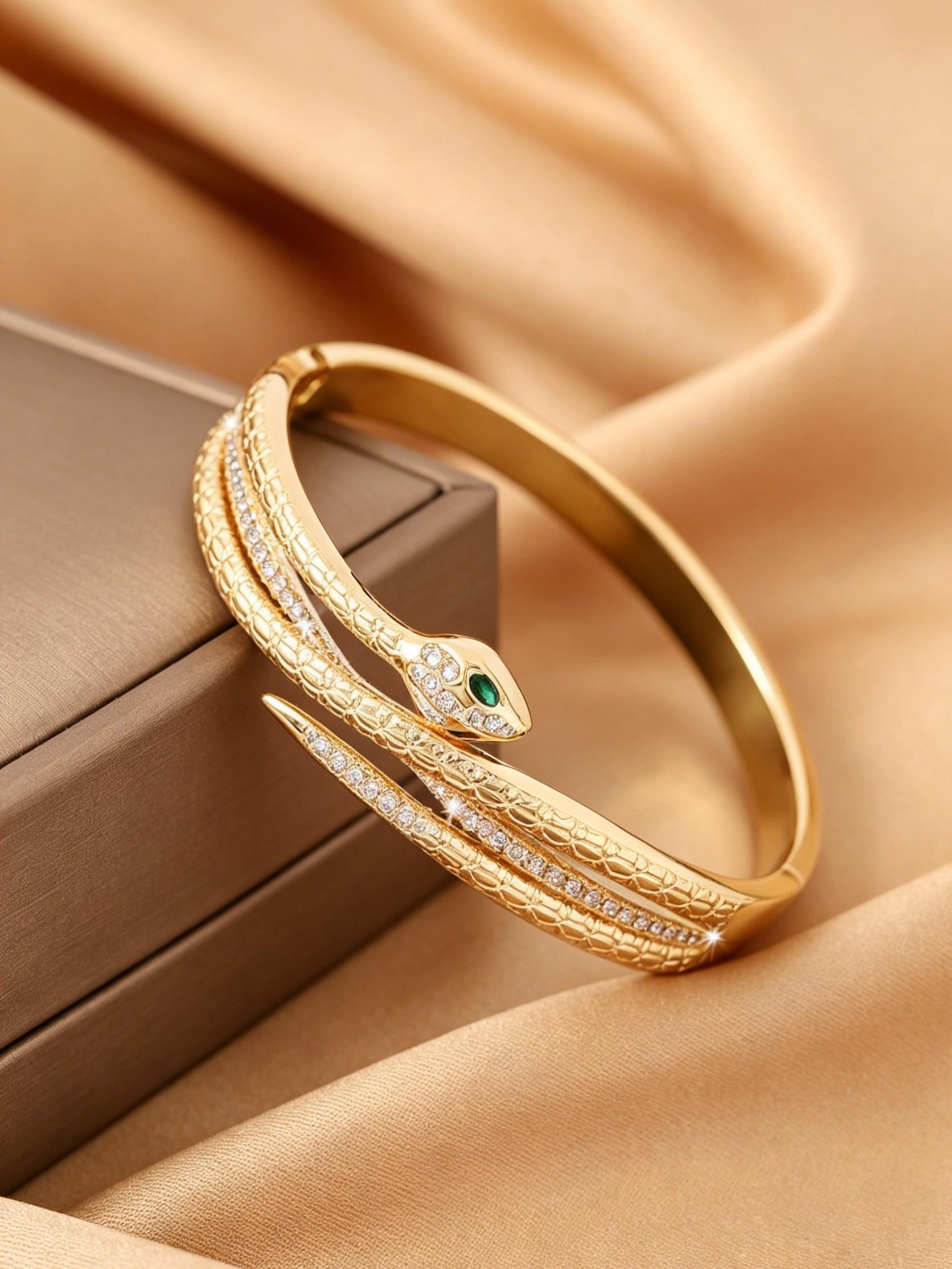 Multi-Layer Snake Open Zircon Bracelet, Elegant Fashion Accessory, Unique and Stylish, Versatile and Luxurious, Perfect for Any Occasion