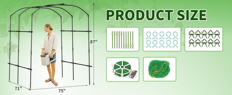 Lilypelle Tall Garden Arch Trellis, 87in Tall Metal Plant Support Trellis Archway for Climbing Vine Vegetable/Fruit/Flower Outdoor Yard Lawn Garden
