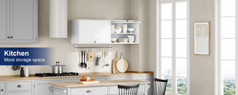 Letaya Metal Garage Wall Cabinet with Doors and Shelves, Wall Mounted Metal Storage Cabinet, Floating Garage Tool Cabinet for Garage, Basement, Kitchen, Warehouse