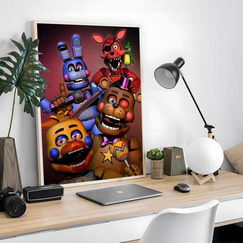 Game FnafFive-nights-At-Freddys Poster Sticky Waterproof Wall Art High Quality Print Unique Artwork Aesthetic Home Living Bedroom Decor Trendy Room Decoration Easy-To-Apply Gift Durable