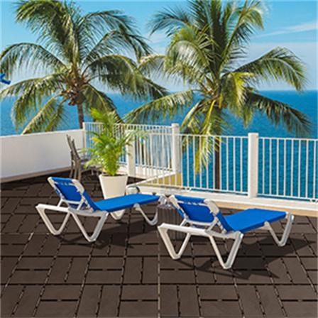 Patio Interlocking Composite Deck Tiles - 12"x12" Checked Design 4-Slat Plastic Tiles with Drainage, All-Weather Outdoor Flooring for Lawn, Bathroom (Brown, Pack of 36)
