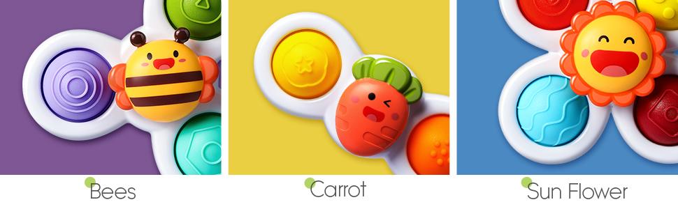 ALASOU 3PCS Pop up Suction Cup Spinner Toys | Spinning Tops Birthday Gift