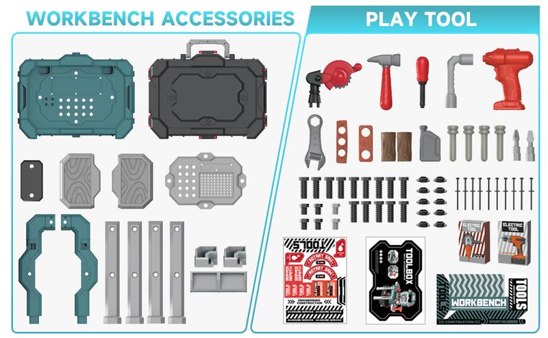 Kids Tool Set, Toddler Tool Bench Set with Realistic Tools Kit, Kids Workbench with Toy Drill, Pretend Play Learning Construction Toy Tool Set,Kids Tool Box for Boys Girls (Green)
