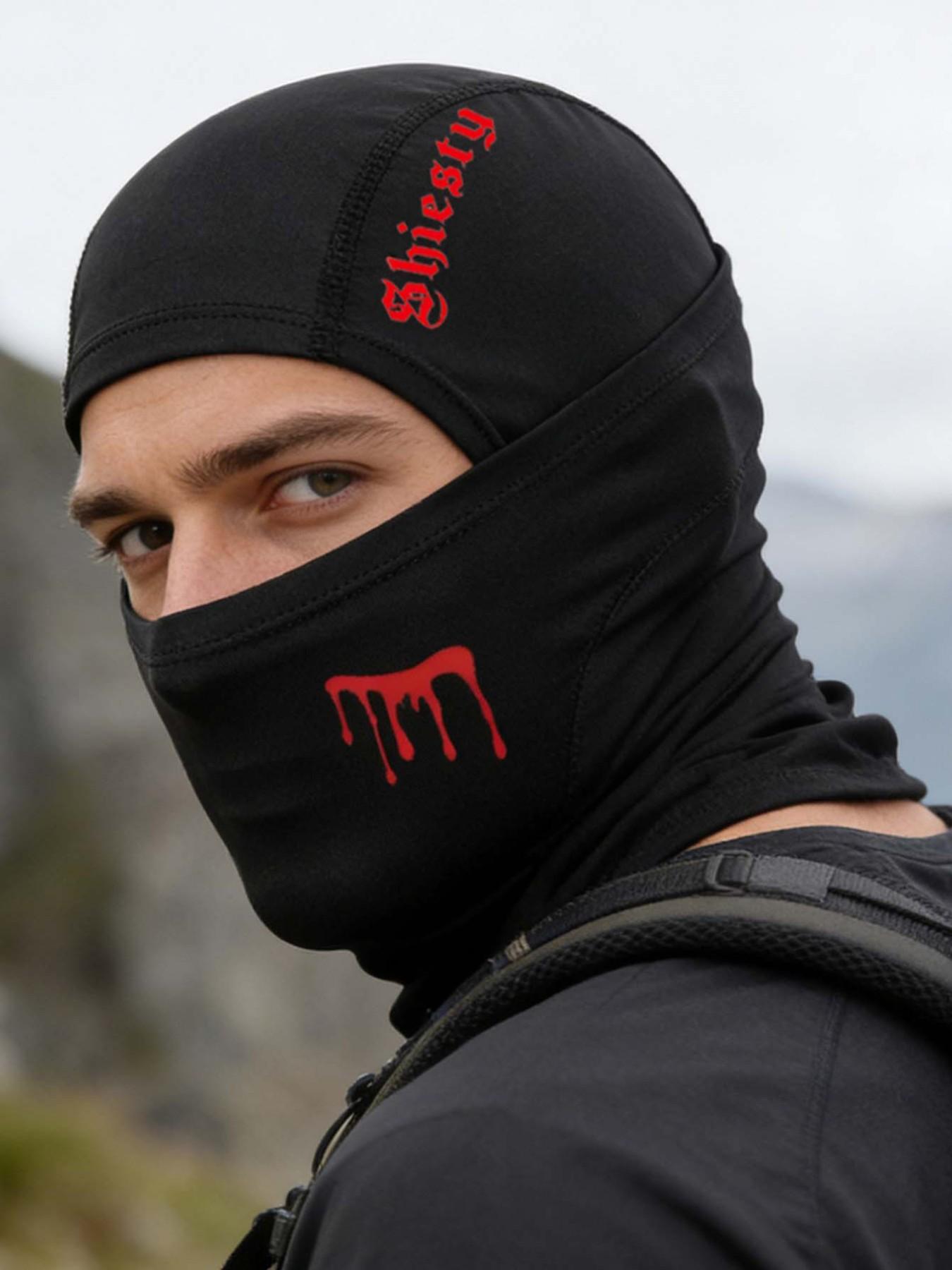 Balaclava Hat with 'shiesty' Print, Breathable Ice Silk Full Face Mask, Ideal for Skiing, Festivals, Motorcycle Riding, Outdoor Sports