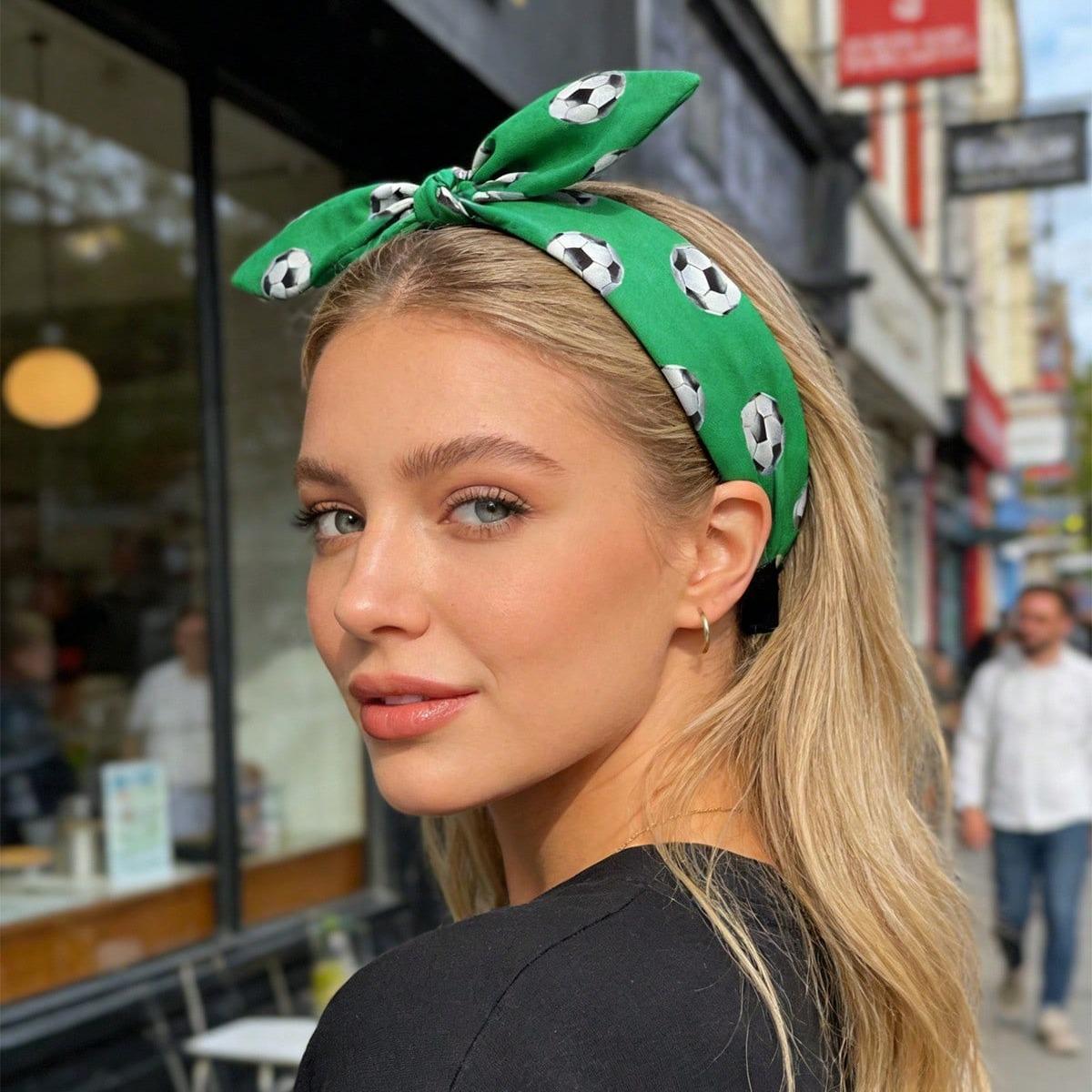 2026 New World Cup Football Print Hair Hoop, Bowknot Rabbit Ear Headband, Sports Game Day Accessory, Party Hair Decor