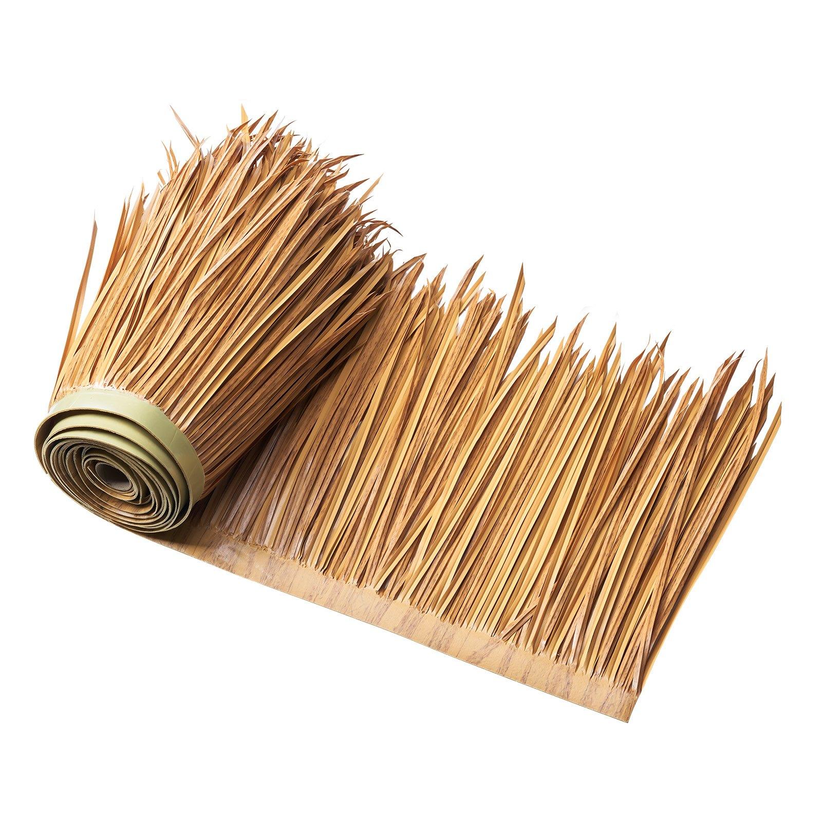 VEVOR PE Artificial Thatch Grass Roof Roll, 1.6x16.4 Ft (197x19.7 In), Mexican-Tiki Hawaiian Style, Waterproof, Fire-Resistant, 7.28 lbs, Patio/Pool Outdoor/Indoor Decor for Tiki Bar Hut Skirt, DIY Accent