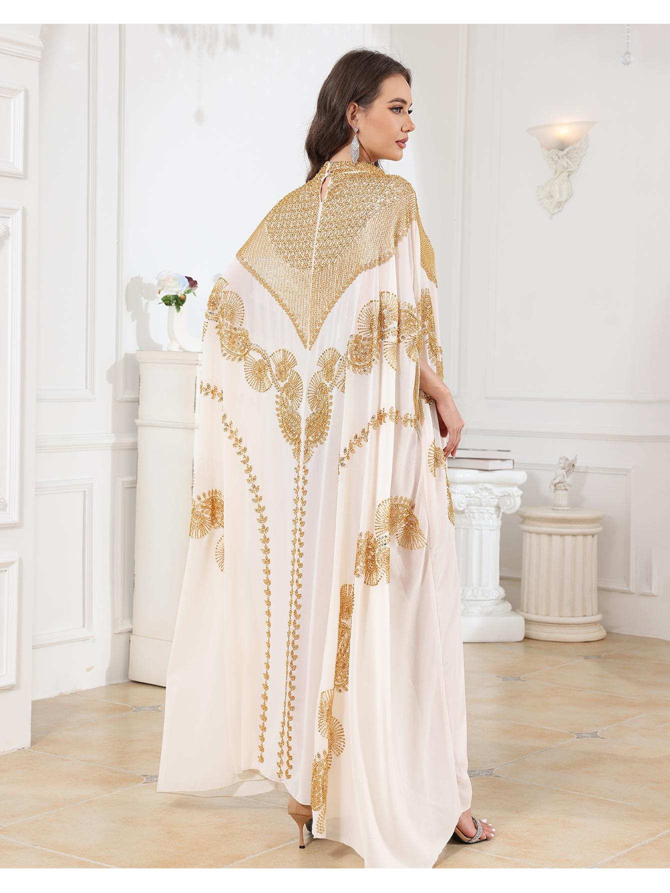 Celesmeety Muslim Abaya Dress, Muslim Dresses, Sequin Long Robe, Elegant Islamic Fashion, Perfect for Weddings and Parties, All-Season Loose Fit