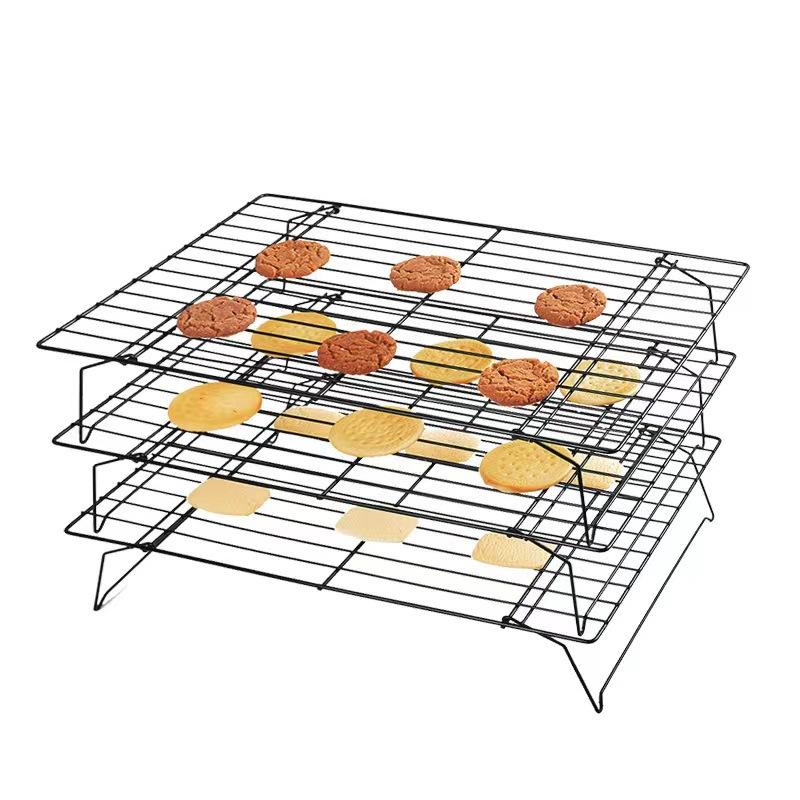 Baking Three-Tier Cake Stand Foldable Bread Cooling Rack Cookie Mesh Non-Stick Cooling Tray for Bakers
