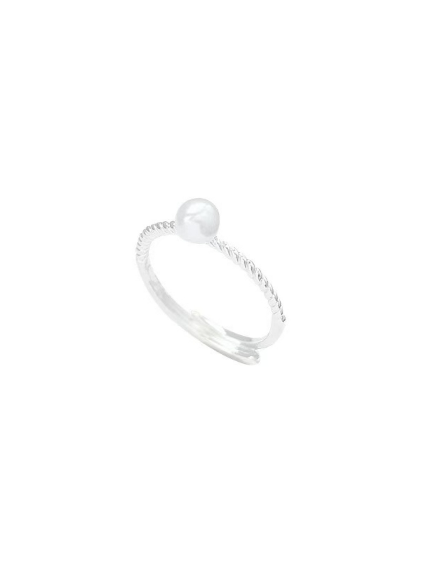 Adjustable Silver Pearl Ring for Women, Elegant Open Design, Hypoallergenic Stackable Jewelry, Perfect Gift for Her