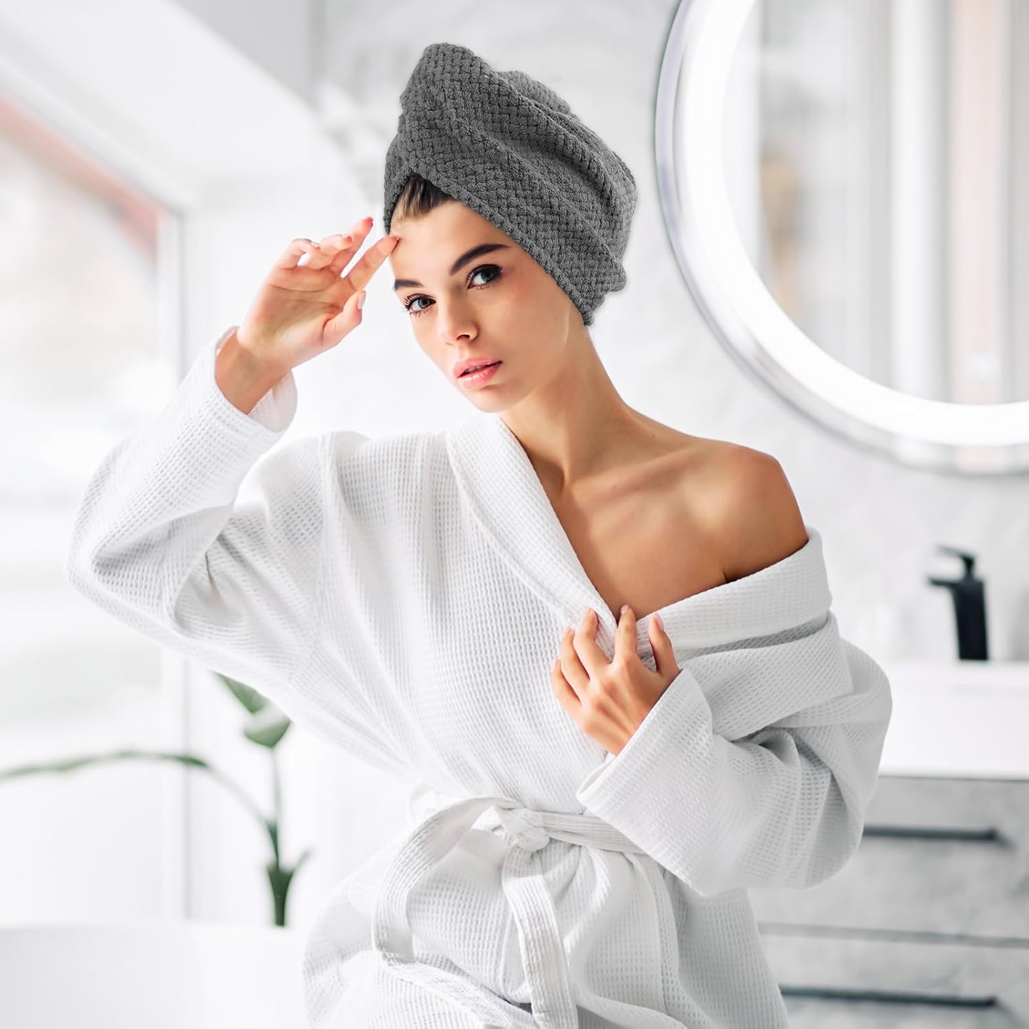 3 PCS Microfiber Hair Towel, Hair Wraps for Women Wet Hair, Fast Drying Hair Turban, Anti Frizz Head Towels Wrap for Curly Hair