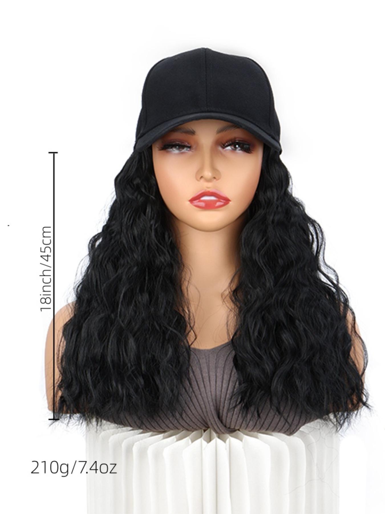 1pc Long Curly Synthetic Hair Wig with Bangs, Natural Look Baseball Cap Hair Extension, Easy to Style and Maintain, Multifunctional Design