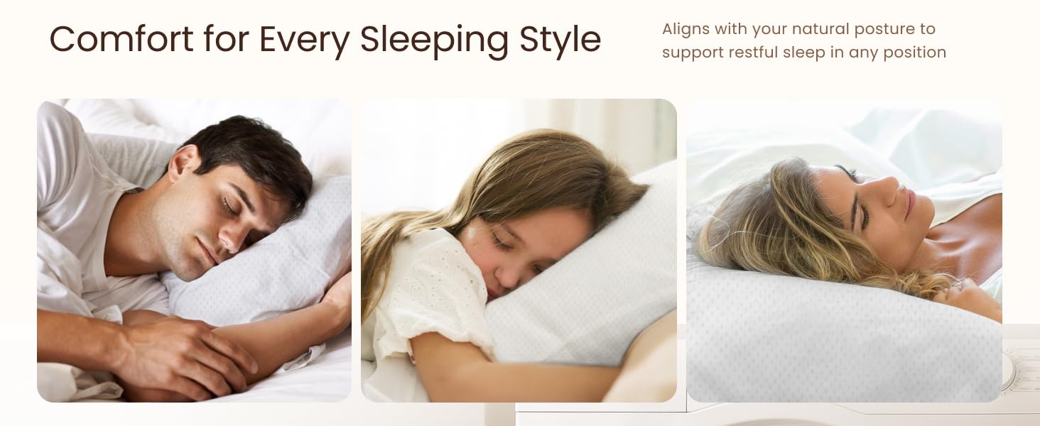 Memory Foam Pillows Queen Size Set of 2 - Cooling Bed Pillows for Sleeping - Back, Stomach, Side Sleeper Firm, Comfy Cool Shredded - 2 Pack, Rayon Derived from Bamboo