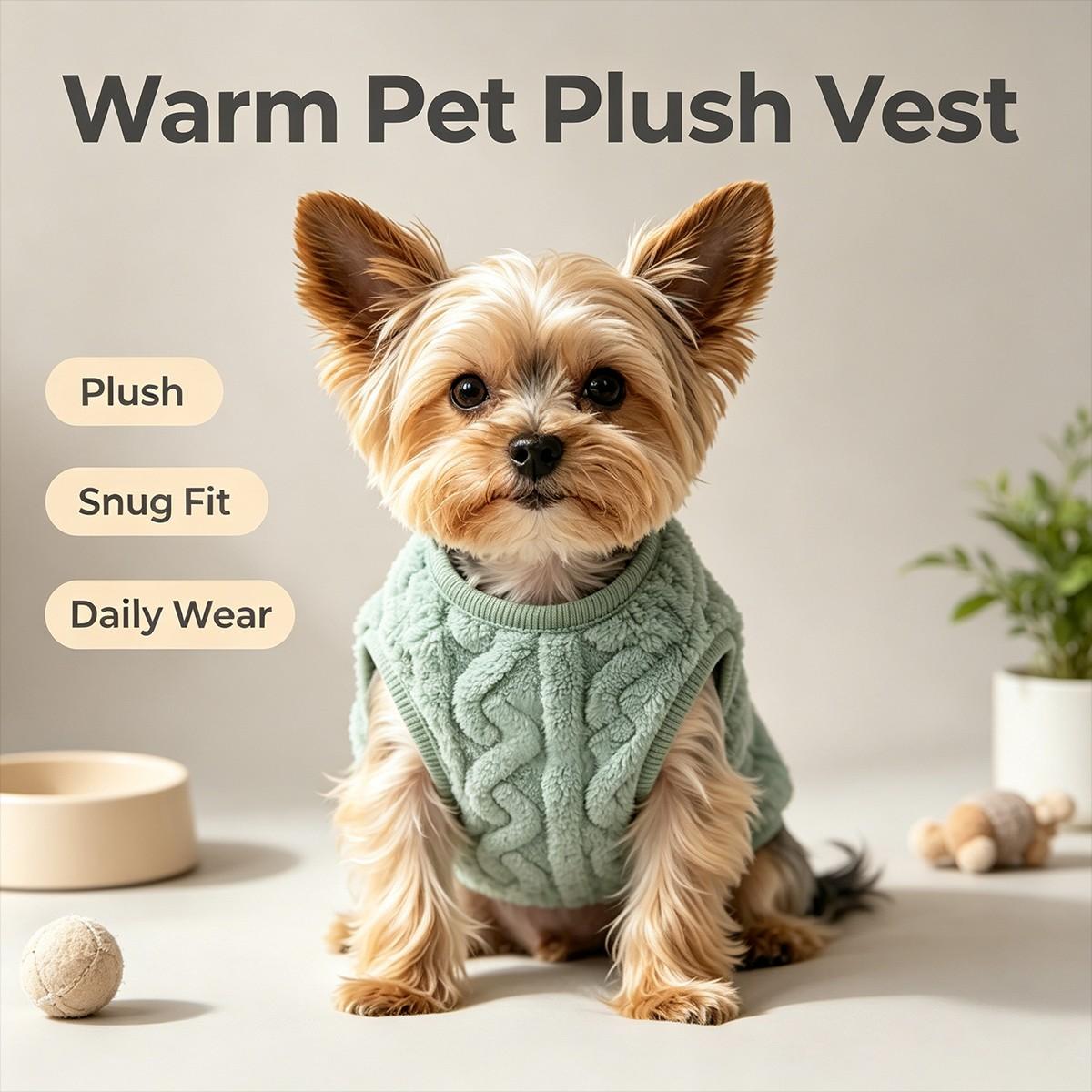 Autumn Winter Thick Hemp Pattern Pet Sweater, Soft Skin-Friendly Fabric, Slim Fit, Suitable for Small Dogs Cats, Home Outdoor Warmth Puppy Sweater