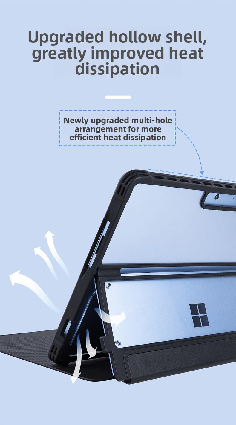 Shockproof Silicone Case for Microsoft Surface Pro 9/10/11, Full Body Protective Cover with Built-in Stand, Compatible with Type Cover Keyboard, Anti-Scratch Rugged TPU Shell for 12.9 Inch Surface Tablet