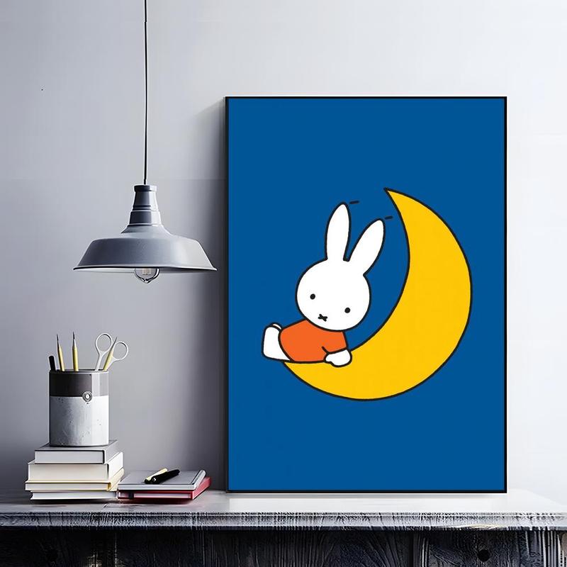 Cute Cartoon M-miffyS Poster HD self-adhesive fade-proof waterproof wrinkle-resistant poster stickers suitable for living room bedroom dormitory cafe bar background decoration wallpaper and gifts