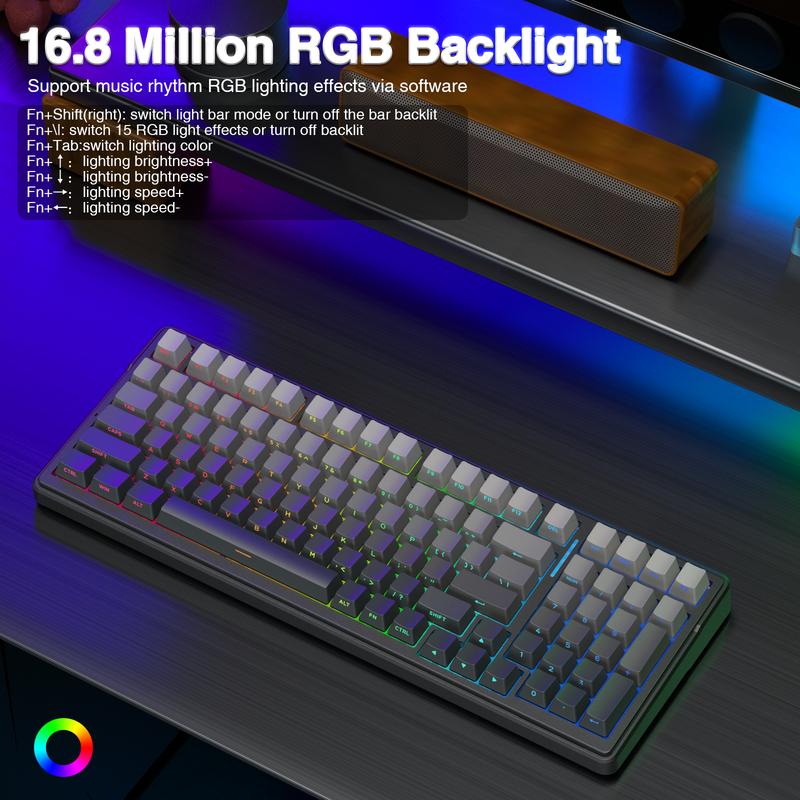 AULA F99 Pro Wireless Mechanical Keyboard,Gasket Hot Swappable Custom Keyboard,RGB Backlit,Pre-lubed Linear Switches,Side Printed PBT Keycaps, Tri-Mode 2.4GHz/USB-C/BT5.0 Mechanical Gaming Keyboard Computer PC Accessories TikTokShopfalldealsforyou
