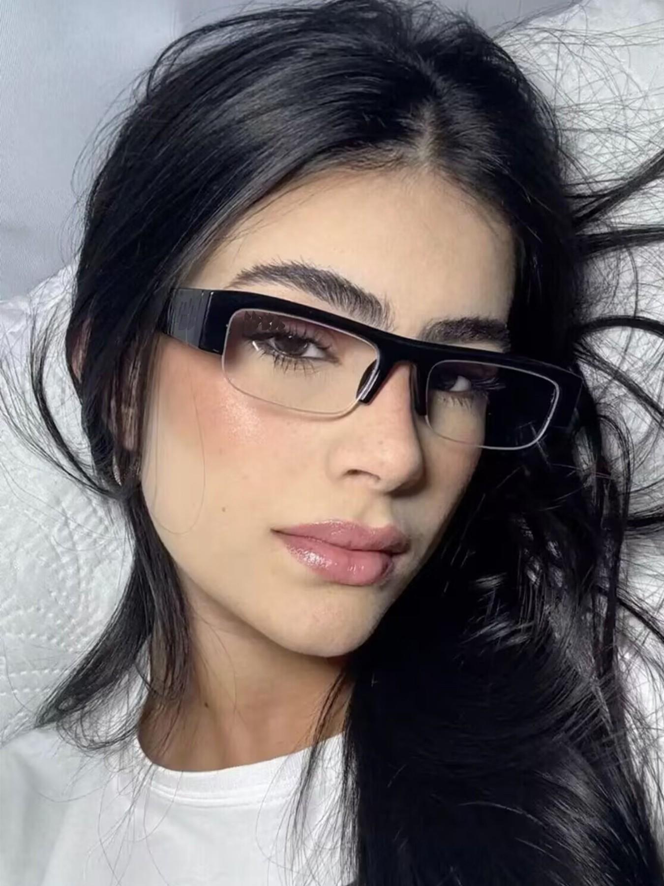 1Pcs High-End Narrow Frame Light Luxury Glasses, Fashionable Brand Besign Half Frame Glasses, Computer Blue Light Protection, Simple Outdoor For Women.