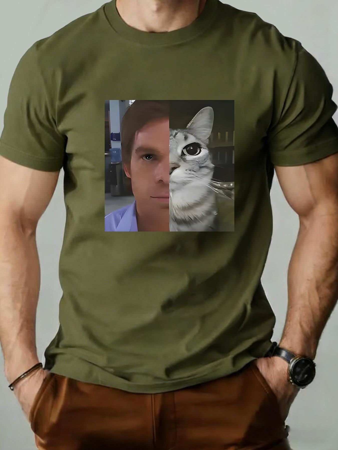 Men's Round Neck T-Shirt, Creative Geometric Print, Slim-Fit Retro Style, Casual Long Sleeve, Perfect for Daily Wear, Gifts, Events