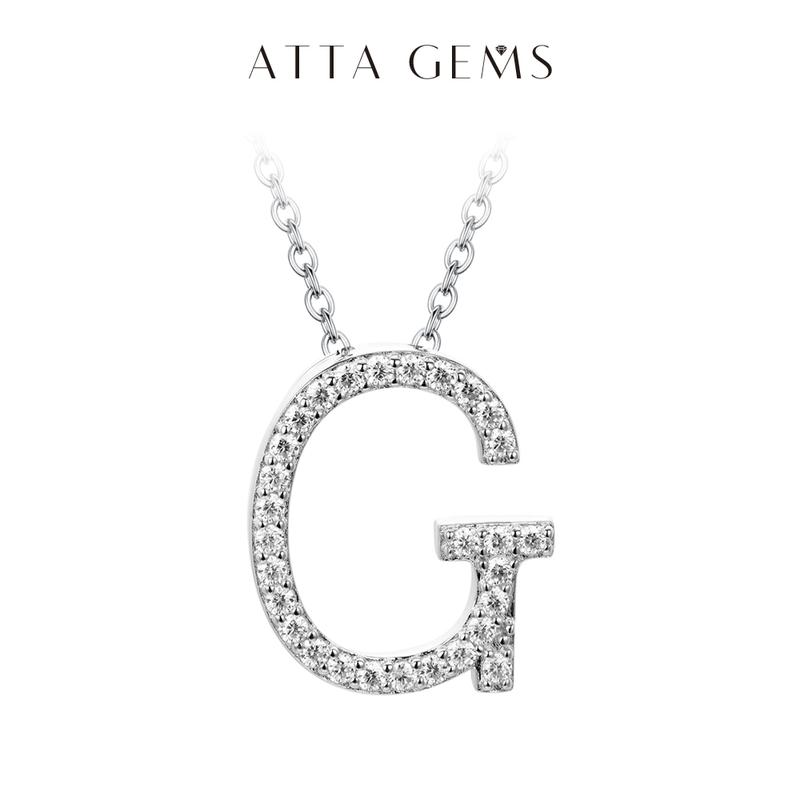 A~Z 26 Letters Necklace Synthetic Moissanite Pendant DIY Design Have Pendant and Chain Free N010