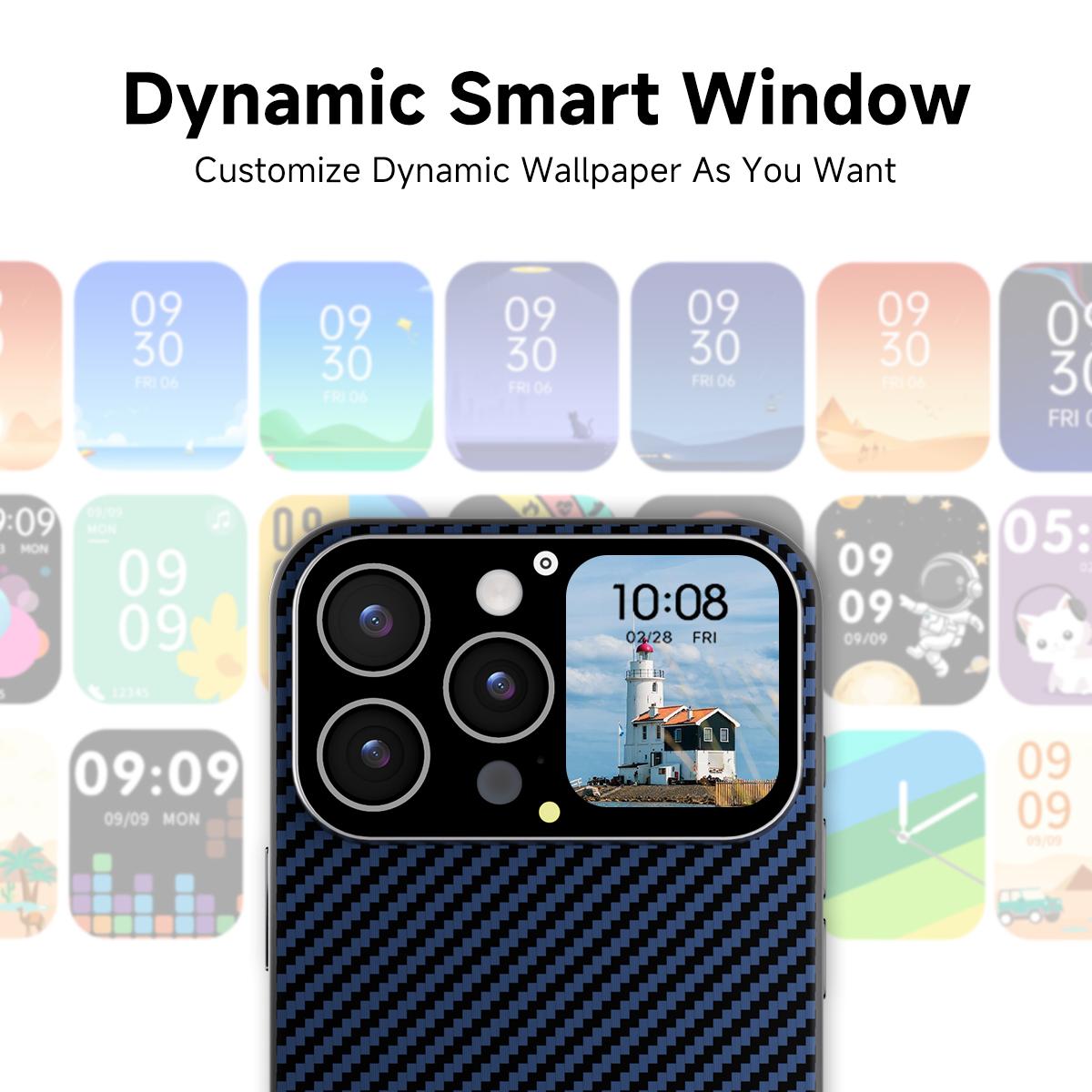 SIMSONLAB Full-Featured Smartphone Case, Dynamic Window, Custom Wallpaper, Remote Photography, Magnetic Charging, Weather Forecast, Music Control, Christmas Gift