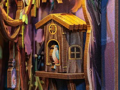 CUTEBEE The Grace of The Forest DIY 3D Book Nook Kit Miniature House Dollhouse with Unicorn Handmade Creative Toy for Teens & Adults Holiday Christmas Gift Bookshelf Insert Decor