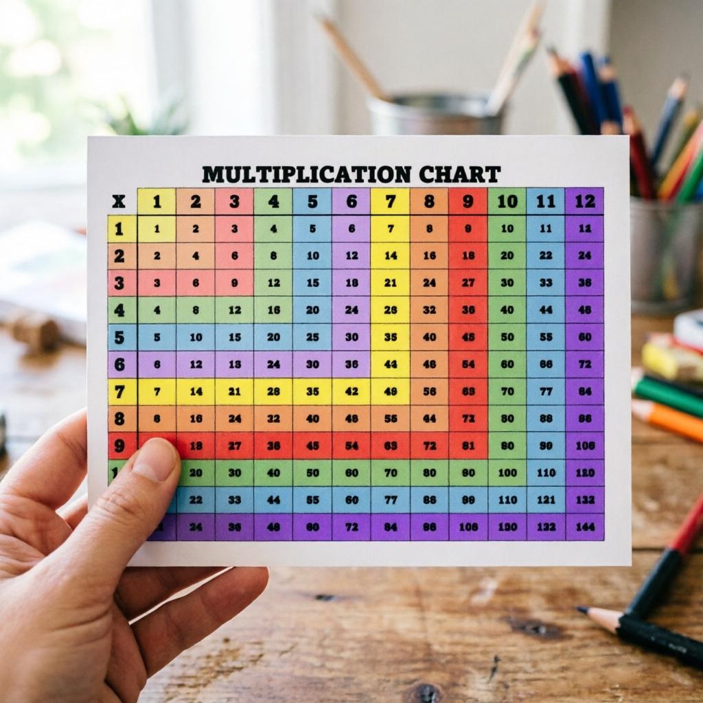 Colorful Multiplication Table Poster, Math Learning Aid for Grades 1-12 ...