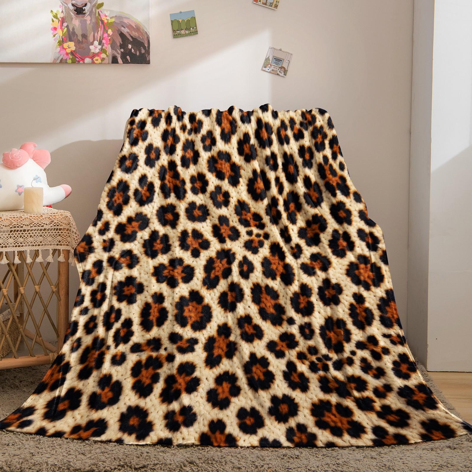 Classic Leopard Print Luxury Vintage Bohemian Throw Blanket, Soft Lightweight Multi-Use Blanket for Car, Home, Library, Office & Nap Time, Perfect Housewarming Birthday Christmas Gift