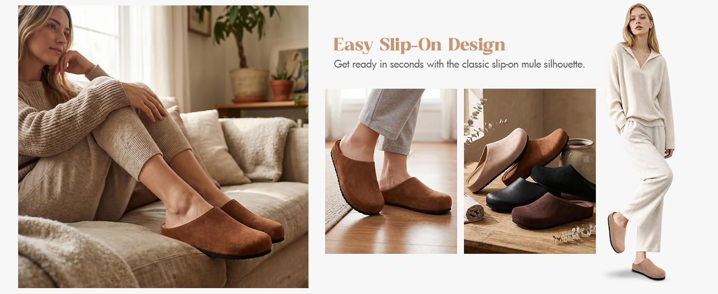 Coutgo Womens Suede Leather Clogs Comfortable Closed Toe Slip-On Mules | Potato Shoes,Comfort,Footbed,Casual,Walking Shoes,Indoor Outdoor,Work Shoes,Slide,Cushioned