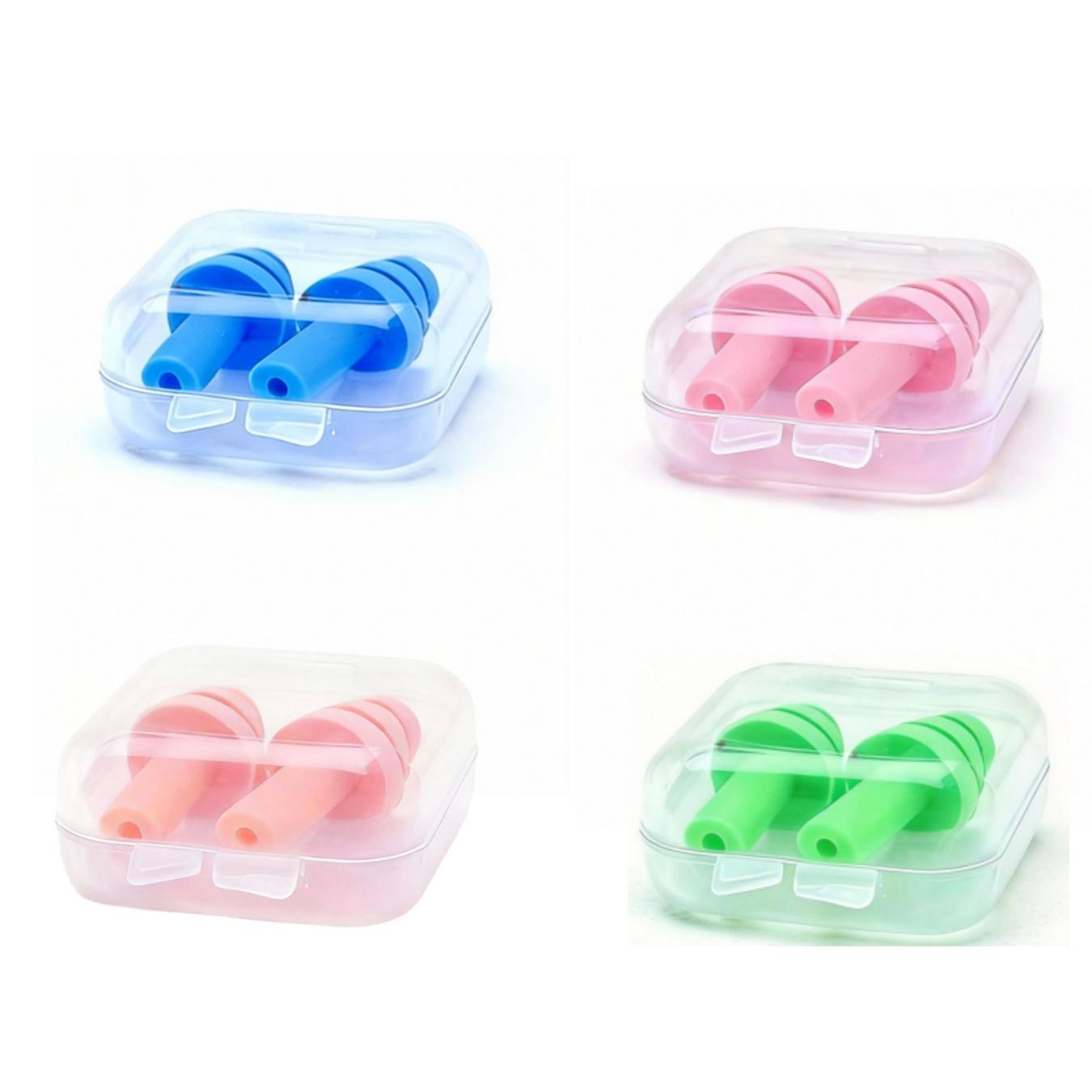 4 Pairs Noise-Reducing Earplugs, Waterproof Silicone Earplugs for Swimming, Soundproof Earplugs for Sleep, Study, Work