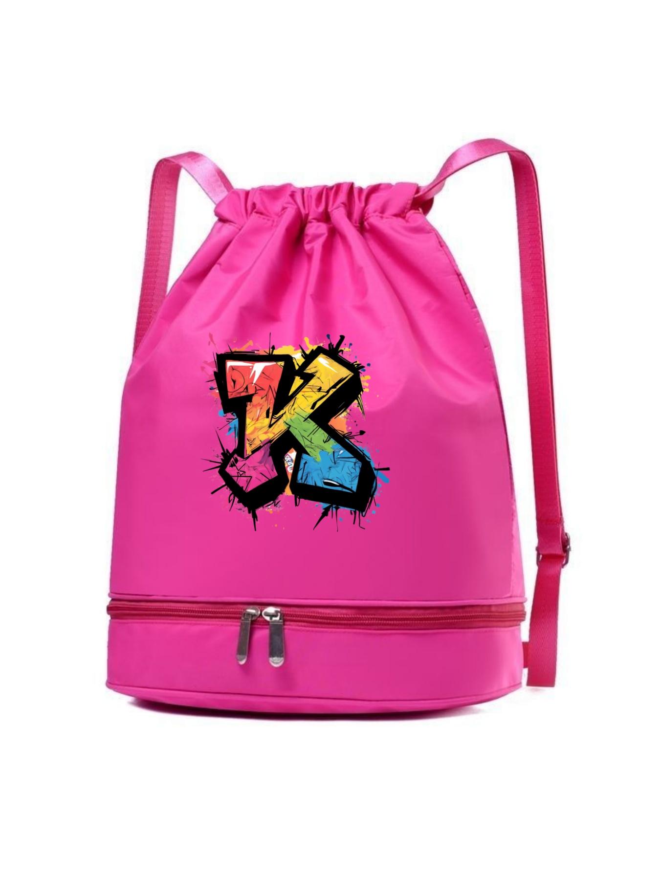 Street Graffiti Style Letter K Print Backpack, Adjustable Shoulder Straps, Detachable Shoe Compartment, Multiple Colors Available