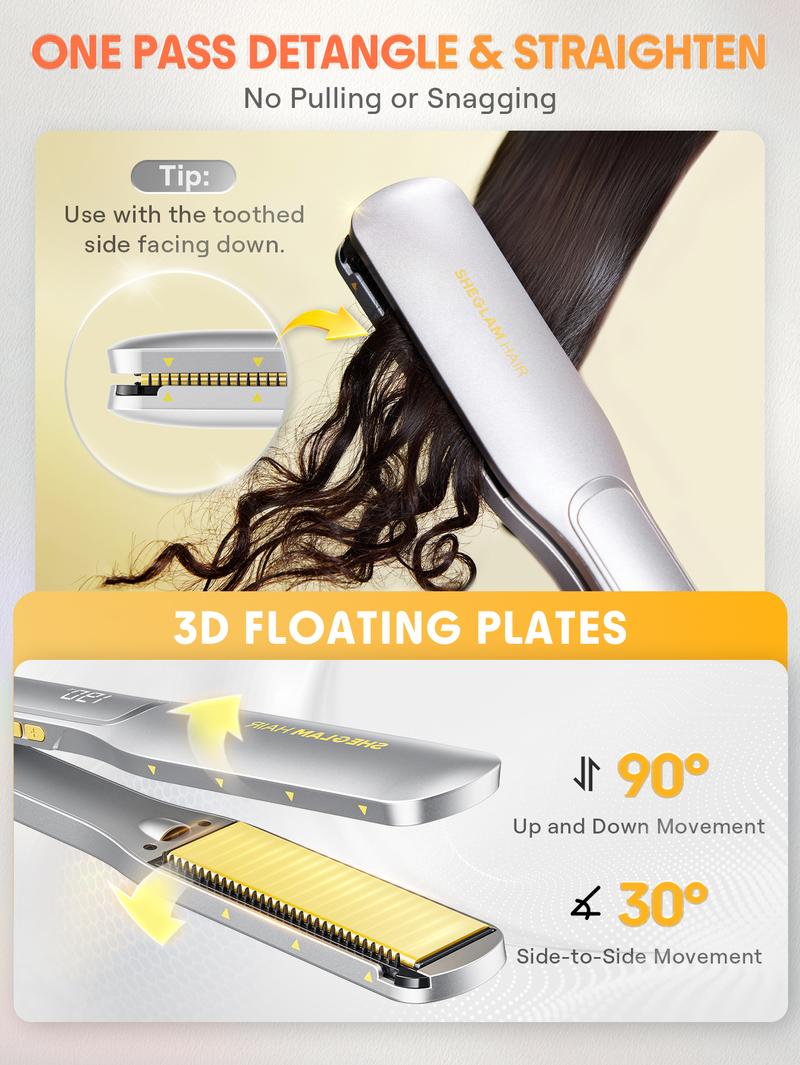 【BOGO SALE】SHEGLAM HAIR Sleek Chic Wide Glide Straightener 1.5 inch/36mm