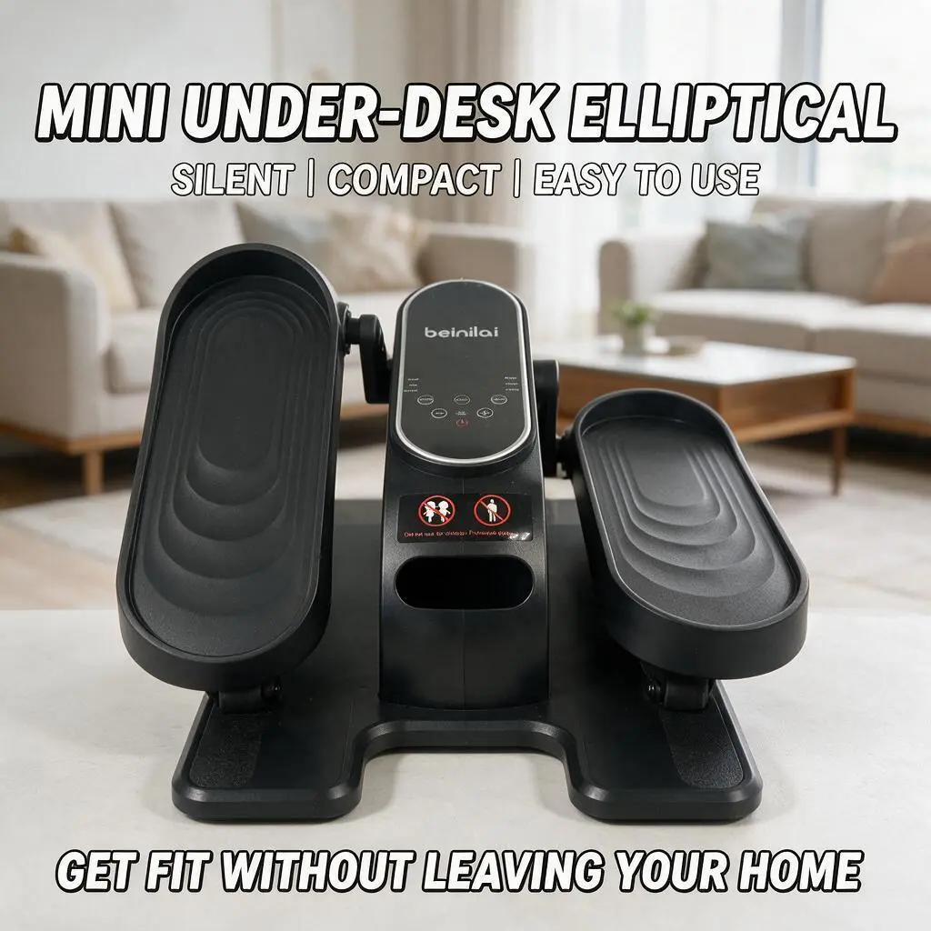 Electric Under Desk Elliptical Machine - 15 Adjustable Speeds Seated Pedal Exerciser, Remote, LCD Display, Quiet Portable Low-Impact Compact Space-Saving Exercise Equipment, Anti-Slip, Fully Assembled for Home Gym & Office Fitness (Battery-Free)