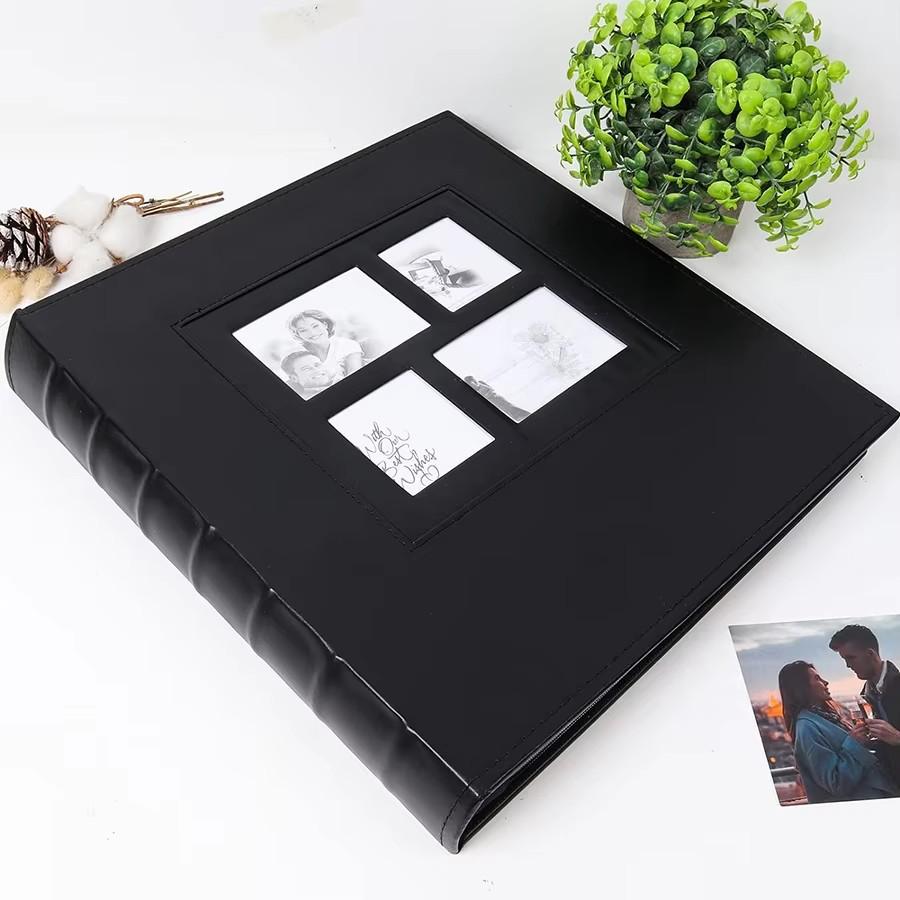 Photo Album 4x6 500 Photos Black Pages Leather Cover Wedding Family Photo Albums Holds 500 Horizontal and Vertical Photos