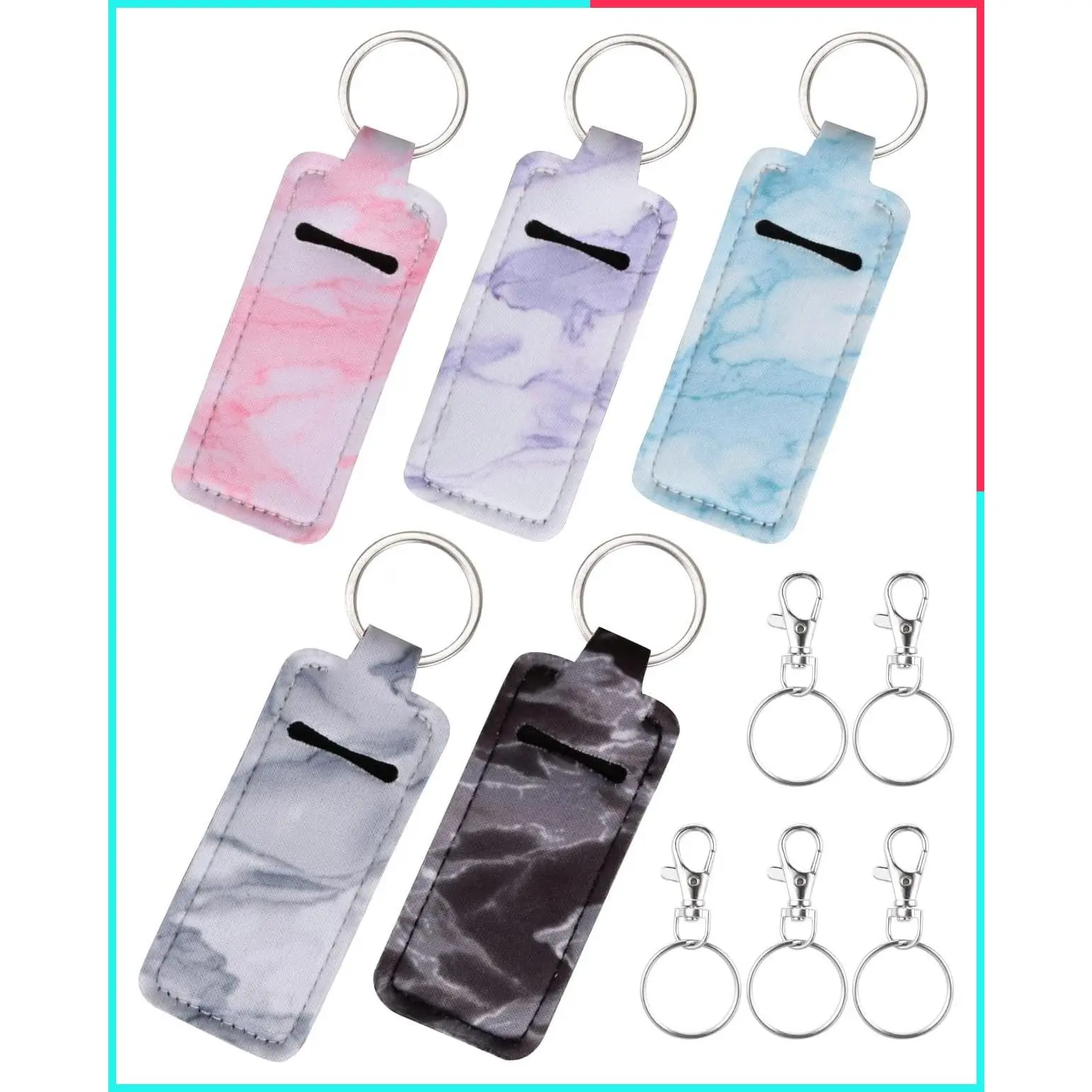 Chapstick Holder Keychain, Lip Balm & Lip Gloss Sleeve Pouch, Stocking Stuffers Gift for Women