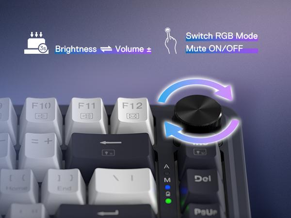 Redragon K673 PRO 75% Wireless Gasket RGB Gaming Keyboard, 3-Modes 81 Keys Compact Mechanical Keyboard Hot-Swap Socket, Dedicated Knob Control and Sound Absorbing Pads, Linear Red Switch