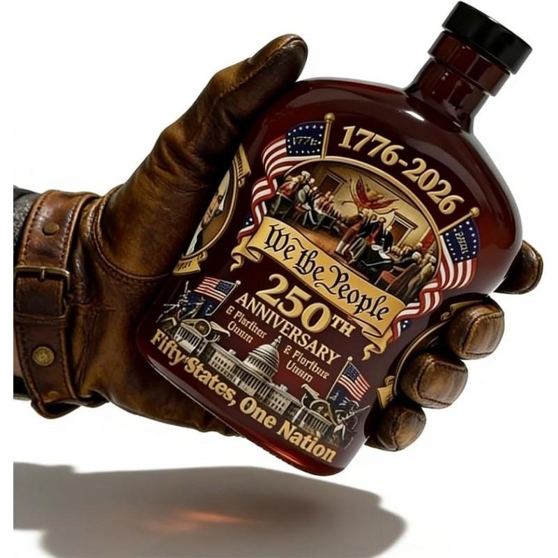 U.s. 250th Anniversary Commemorative Whiskey Bottle, Personal Reserve Glass Decanter, Ideal for Whisky, Bourbon, Scotch, Wine