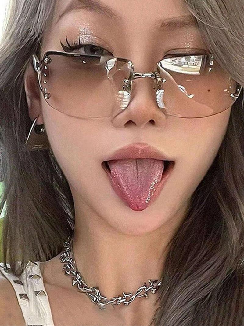 Women's Y2k Style Sunglasses, Trendy Casual Wrap Around Frame Sunglasses for Everyday Use, Fashion Accessories for Outdoor Activities, Fashionable Frames Sunglasses