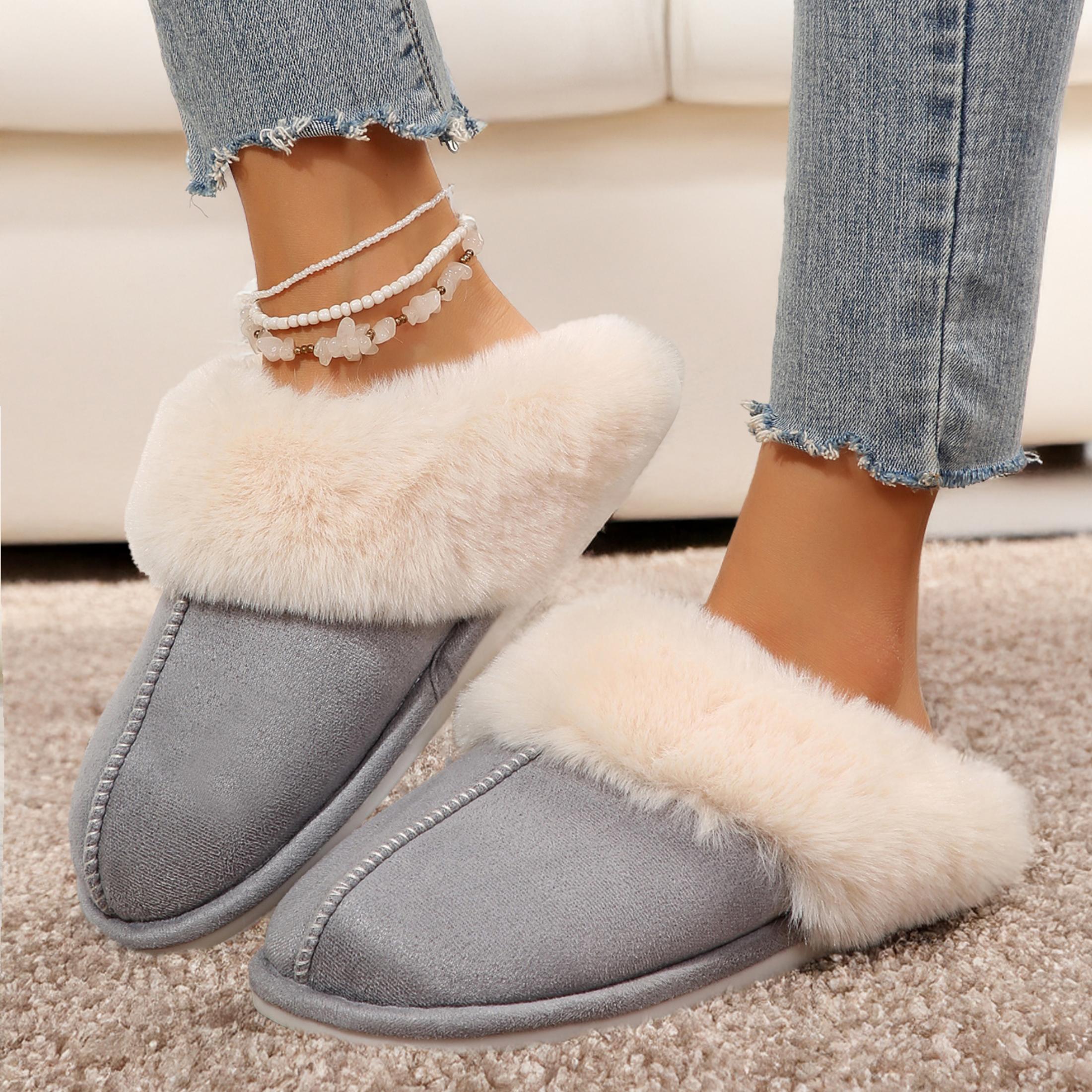 Women's Slippers Light Warm Slip-on Bedroom House Shoes Suede Cozy Plush Breathable Indoor Outdoor Springfresh