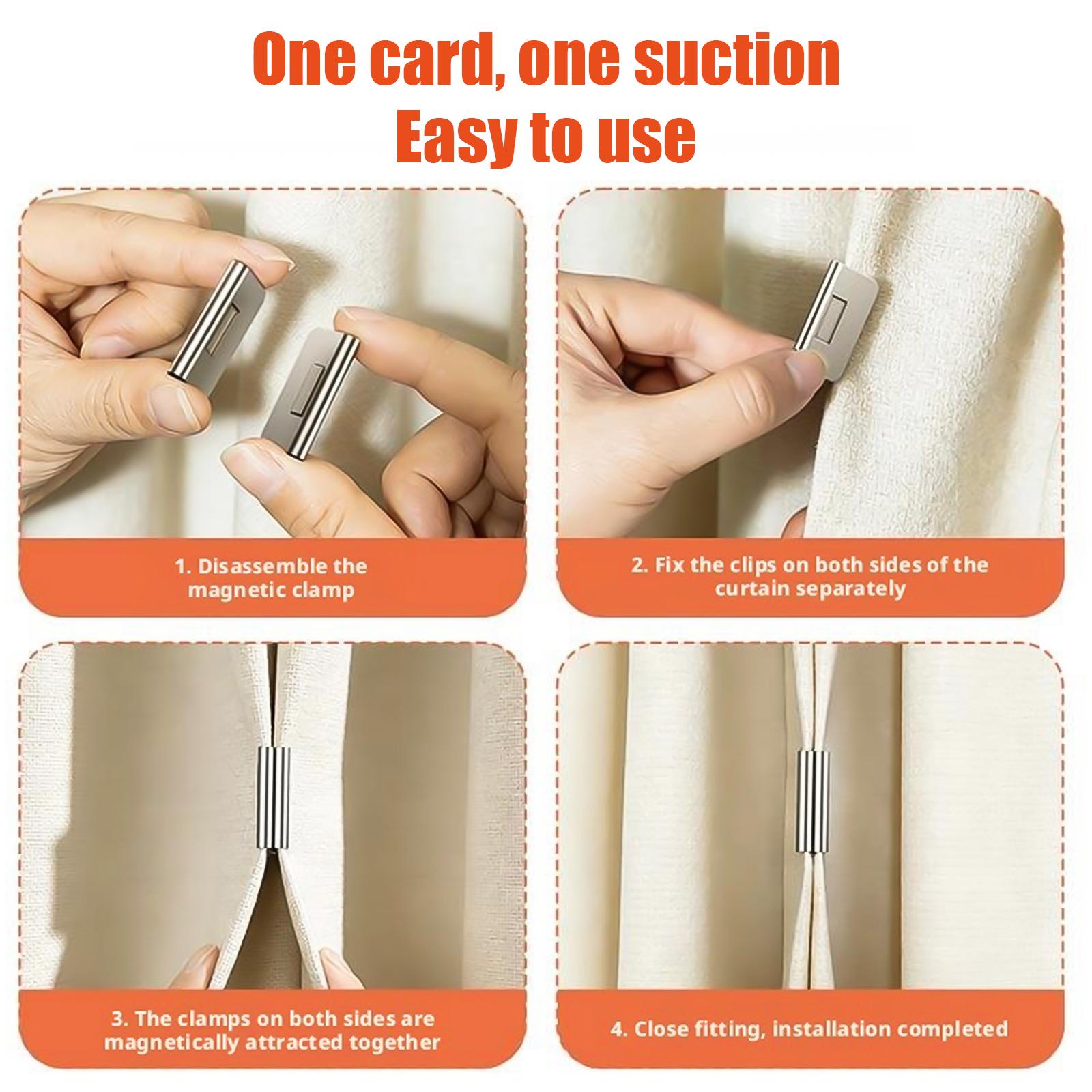 1Pair Strong Magnetic Curtain Clips for Prevent Light Leaking Keep Curtain Closed for Home Bedroom Office Curtain Draperies