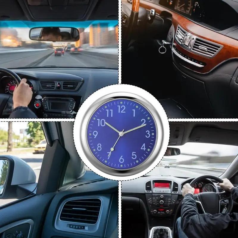 Small Shiny Analog Car Dashboard Clock, Replacement Quartz Automotive Watch, Stick-On Design, Perfect for Car Interiors