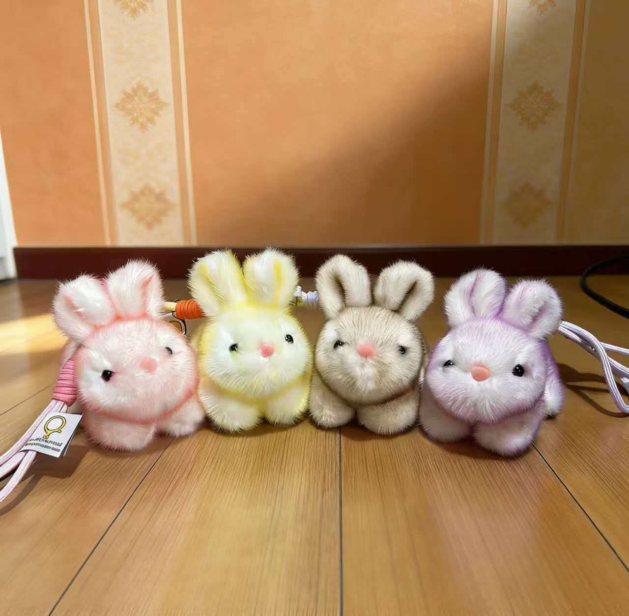 Plush Bunny Keychain, Soft Plush Rabbit Toy, Car Key Ring, Backpack Charm, Girl's Gift, Adorable Stuffed Animal Accessory