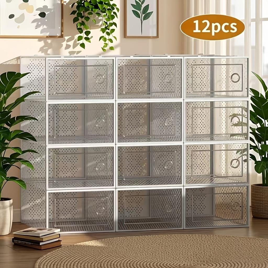 24-Pack Transparent Plastic Shoe Boxes with Lids, Foldable and Stackable Shoe Storage Bins Organiser - Waterproof, Space-Saving Shoe Storage for All Shoes, Multilayer Sneaker Display Racks - Suitable for Entryways, Bedrooms, Homes, and Dorms