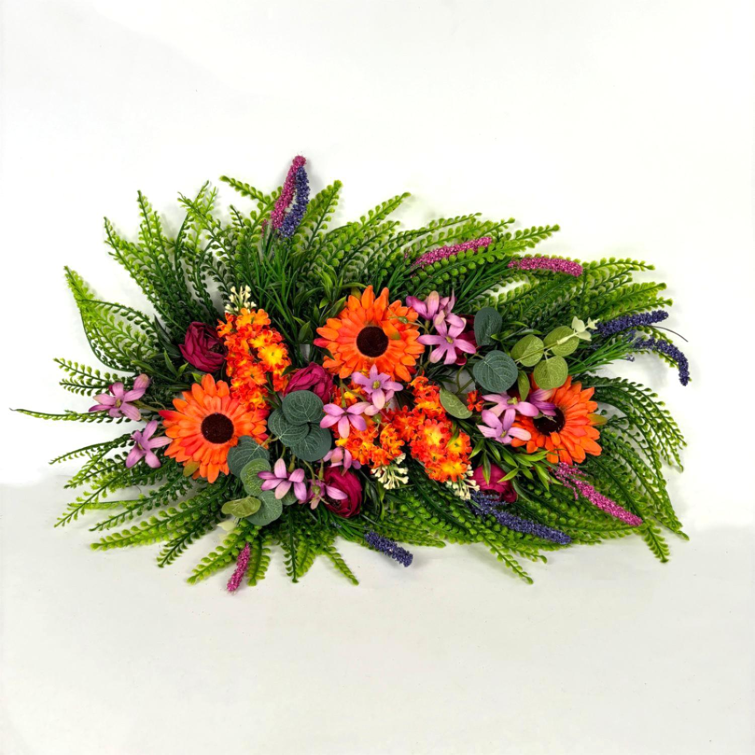 Farmhouse Colorful Eucalyptus Spring Wreath for Front Door, Cottage Durable and Stable Beautiful Artificial Wreath Hanging Ornament, All Seasons Welcome Sign Festival Party