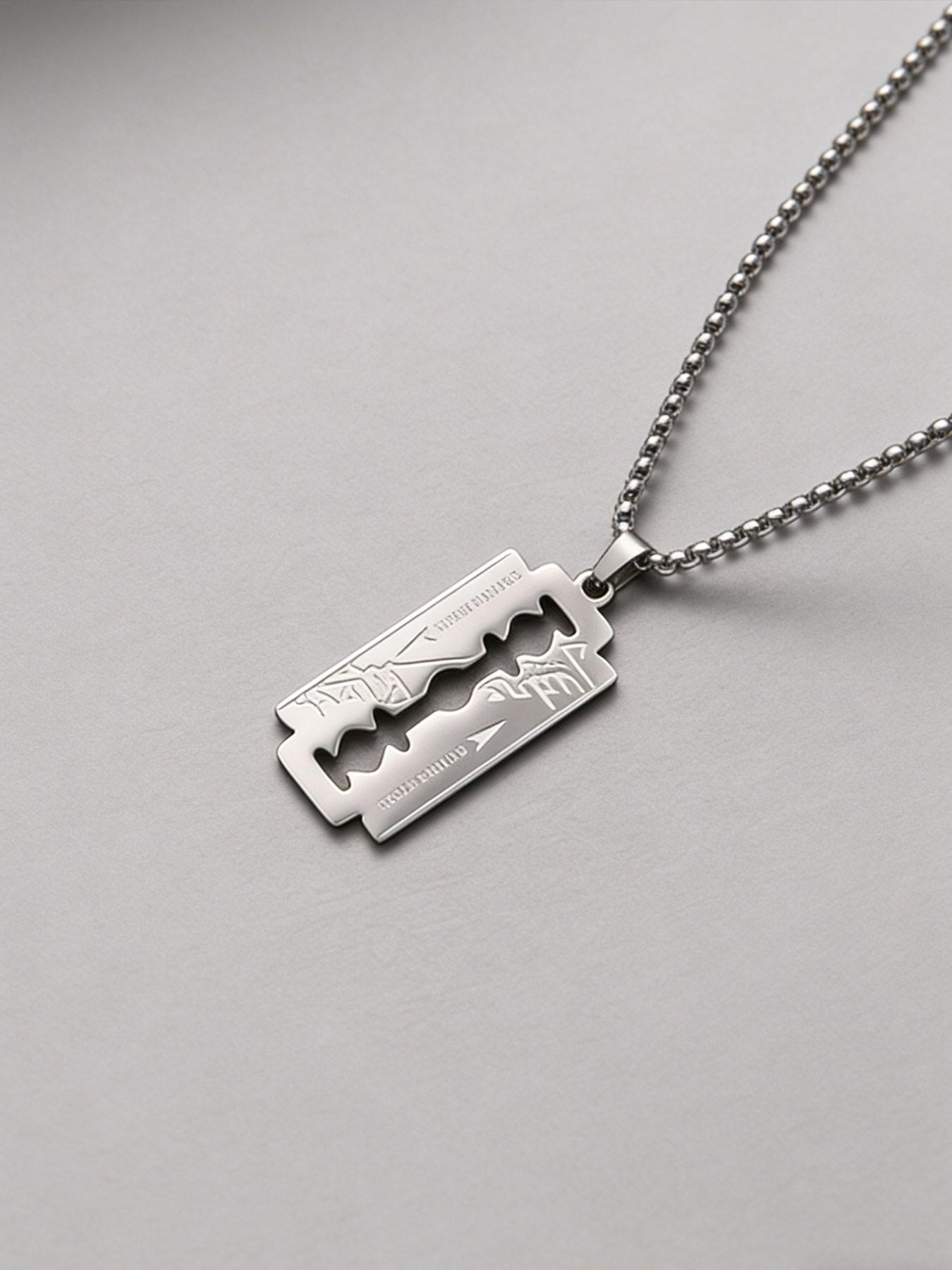 Punk Style Razor Blade Pendant Necklace, Unisex Fashion Accessory, Trendy Men's Shaving Knife Charm, Unique Personality Jewelry